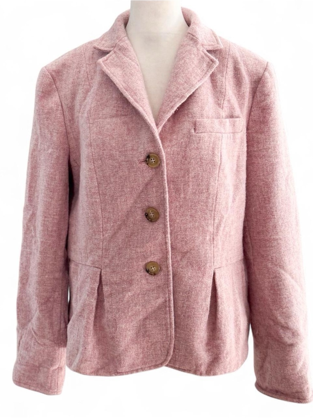 Talbots Pink 100% Wool Blazer Peplum Jacket Women’s Size 16 Plus Preppy